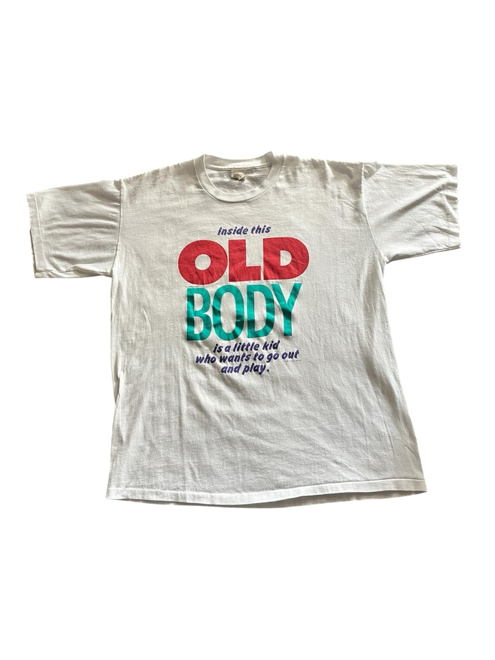 Hallmark vintage White 'Old Body' Graphic Tee Men’s Shirt single stitch